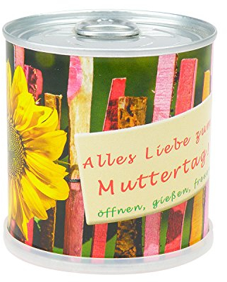 MacFlowers | Kleines Anzuchtset mit Sonnenblumen | Design Alles Liebe zum Muttertag | Geschenkset mit Einer Sorte Samen in süßer instant Blumendose
