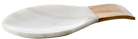 Thirstystone Repose-cuillère en marbre Blanc et Bois d'acacia 25,4 x 20,3 cm