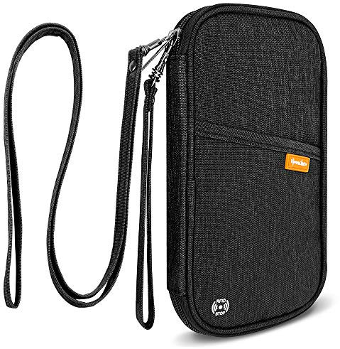 homchen RFID Blocking Travel Passport Wallet Holder, Document Organiser Case Credit Card Holders for Men and Women (Large Black-RFID)