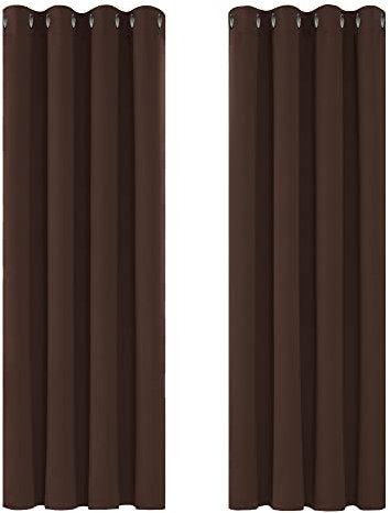 Deconovo Cortinas de Dormitorio Opacas para Interiores, 2 Piezas, 138 cm de Alto, Cortinas térmicas aislantes Lisas con Ojales, 132 x 138 cm (Ancho x Alto), Chocolate