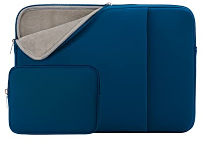 RAINYEAR Funda para portátil de 13 Pulgadas con Bolsa de Accesorios de Bolsillo para MacBook Air 13 Pulgadas M4 M3 M2 M1, Funda para MacBook Pro de 13,3 y 14 Pulgadas(Azul Marino,Versión Mejorada)