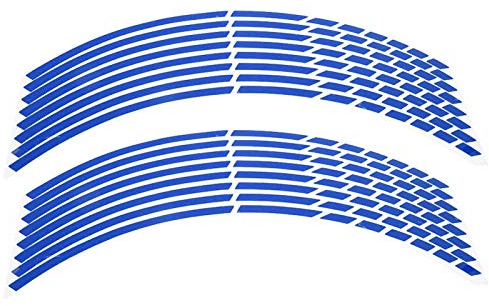 16 stücke Motorrad Felgenrandstreifen Aufkleber, Motorrad Felgenrand Aufkleber Zubehör Aufkleber Fahrrad Motorrad 16-18 zoll Reflektierende Rad Streifen Aufkleber Dekoration Zubehör(Blau)