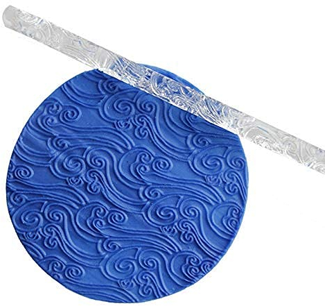 VALINK Non-stick Textured Embossing Rolling Pin Fondant Cake Roller Bakeware Mould Decorating Gum Cake Pastry Tools Acrylic Clear Embossed Rolling Pin, Cookies Noodle Baking Molds