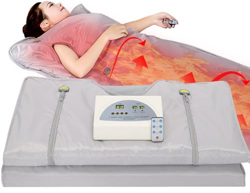 VANELL Manta de sauna versión actualizada infrarrojo lejano manta de calefacción digital, controlador de 2 zonas con 50 láminas de plástico