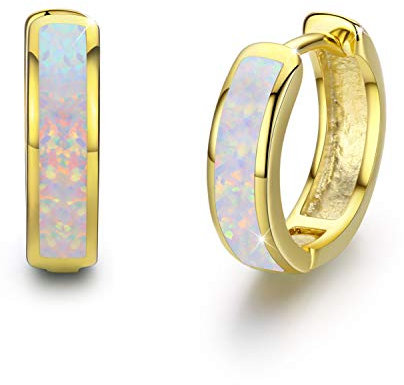 Opal Ohrringe Silber 925 Creolen Silber Ohrringe Creole Opal Schmuck Gold Ohrringe Kleine Creolen Kreis Ohrringe für Mama Frauen Kinder Weihnachtstag Geschenke Valentinstag