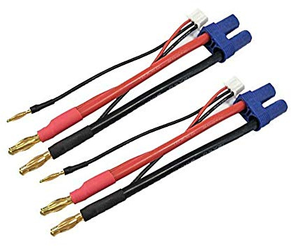 FLY RC 2 Stück EC5 Buchse Stecker zu 4.0mm 4mm Bullet Männlich Stecker Bananenstecker mit 2S Lipo JST-XH Balance Stecker Adapterkabel auf 2.0mm 2mm Bullet Stecker