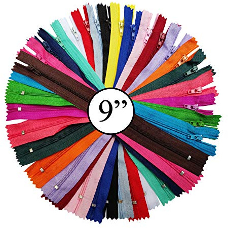 KGS Nylon-Reißverschluss zum Nähen und Basteln | Mehrfarbige Reißverschlüsse für Taschen, Beutel, Röcke, Kleider (20 Farben (100 Stück), 23 CM / 9 Zoll)