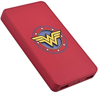 EMTEC Batteria esterna 5000mAh Power Bank U900 Batteria di backup portatile 2 porte USB A 5V/2A Micro USB Controllo della ricarica e protezione da surriscaldamento DC Comics Wonderwoman Rosso