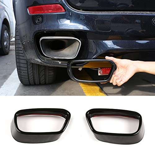 DIYUCAR Für X5 F15 2014-2018 X6 F16 2015-2019 Edelstahl Schalldämpfer Auspuffrohr Throat Tail Cover Trim Schwarz (Schwarz (M Sport Version))