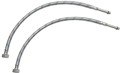 AERZETIX - C51104 - Satz von 2 Flexible verschraubung weiblich 1/2'' - männlich M10 verlängerte 5cm - länge 500mm - flexible verbindung für mischbatterien - schlauchleitungen sanitär