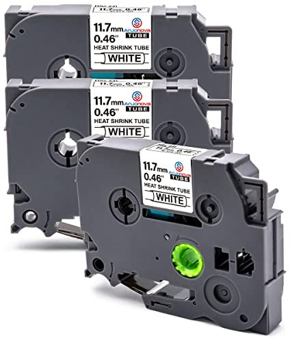 Anjonova 3X kompatibel mit Brother P-Touch Schrumpfschlauch HSE-231 HSE231, 11,7 mm x 1,5 m, kompatibel mit E100 P300BT Cube E110 E550W H107 H105 H200 H101C E100 E800W, Schwarz auf Weiß