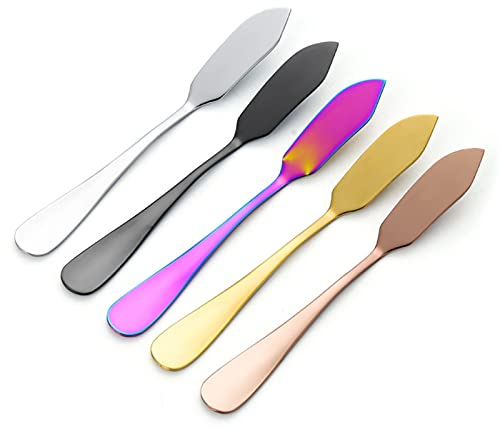 5 Stück Butterstreuer Messer Edelstahl Buttermesser Streumesser Streuer einfach zu verteilen für kalte harte Butter Käse Marmelade zum Schneiden von Butter, Brot, Kuchen