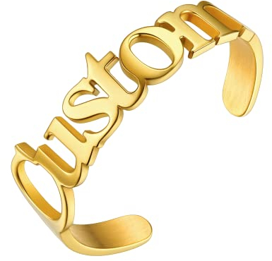 GOLDCHIC JEWELRY Individuelle Namensring personalisierte einstellbare offene Name Ring anpassbare Solitär geschliffene Name Ring in Gold für Damen Herren