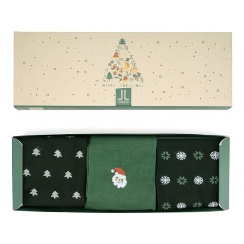 LANCETTI - Box Regalo Natale da 3 Paia di Calze Uomo in Puro Cotone Filo di Scozia, Fantasia Assortita, 40-45