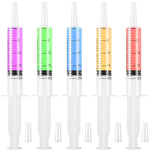 Spritzen 20ml, 5 Stück Plastik Spritzen, Kunststoff Spritze Plastikspritze Wiederverwendbare Messung Messspritze Spritze für Wissenschaftlich Labore Klebstoff Applikator Experimente Verwendung