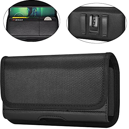 Nylon Mobile Phone Holster Case Belt Clip Loop Phone Holder Pouch for iPhone 16 Pro Max, Samsung Galaxy A14 A13 A04S A05S A23 S24 Ultra S23 Ultra, Redmi Note 12 Pro / A2, Honor X6b X7b