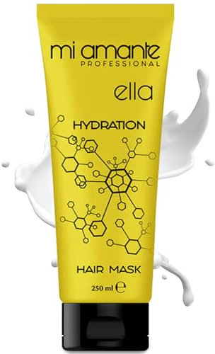 Mi Amante Hydration Ella Haarmaske - Intensive Feuchtigkeitspflege für sehr trockenes Haar, verleiht Glanz, repariert geschädigtes Haar, 250 ml nährt das Haar intensiv