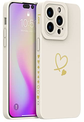 AICase Coque en Silicone pour iPhone 14 Pro Fine Anti-Rayures Doux au Toucher Protection individuelle pour Chaque Objectif d'appareil Photo Coque en Caoutchouc pour iPhone 14 Pro 6,1(Blanc Floral)