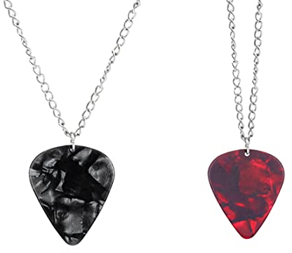 Teegxddy 2 STÜCKE Gitarren-Plektrum-Halskette, Celluloid-Gitarren-Plektren, Gitarren-Plektren, Dreieck-Zubehör für Gitarre, E-Gitarre, Bass und Ukulele