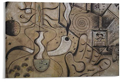 Joan Miro The Kerosin-Lampe 1924 Surrealismus-Kunstwerke, Poster, Wandkunst, Schlafzimmer, dekorative Raumästhetik, 40 x 60 cm