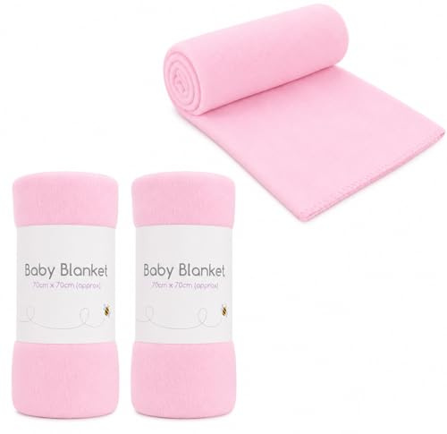 3 Pack Super Soft Baby Fleece Blankets 70 x 70cm for Babies from Newborn Ideal for Cot, Pram, Crib, Car, Moses Basket, Pushchair, Car and General Everyday Use, Pets Also Love Them (Pink)