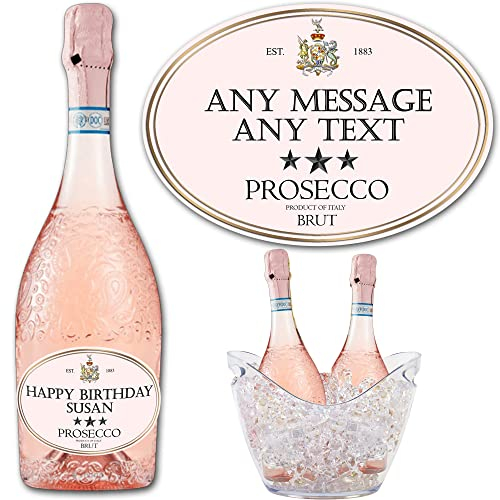 Party People Personalised Prosecco Bottle Label - Any Name & Message - Pink