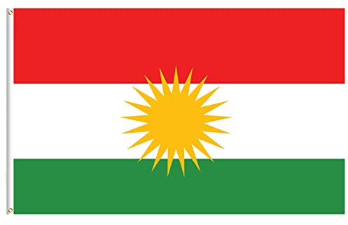 Lixure Flagge Kurdistans 150x240cm Kurden Fahne gelben 21-strahlige Sonne -Polyester, Digitaldruck, lebendige Farbe, lichtbeständig, doppelt genäht, mit Messingösen für Garten Innen- Außenbereich