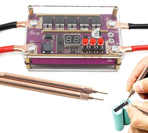 Voiakiu soudage par Points à Batterie,Machine à souder par Points d'affichage LCD 99 Vitesses - soudeuse par Points 14/17490/18/21700/26/32 Batterie diverses