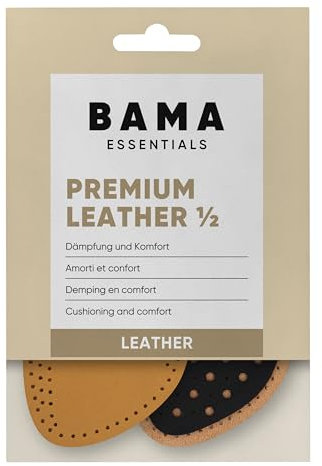 Bama Premium Leather ½ – Premium Halb-Sohlen, Schuheinlagen aus Leder, stoßdämpfende Einlegesohlen mit Aktivkohle für Erwachsene, 1 Paar - 38/39 EUR