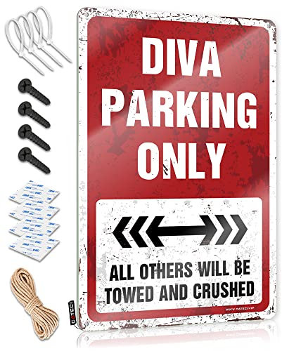 Accessori da garage per uomo, motivo: caverna e diva parcheggio, cartello in latta per garage da uomo, divertente decorazione divertente per bar (dimensioni : 30 x 40 cm)