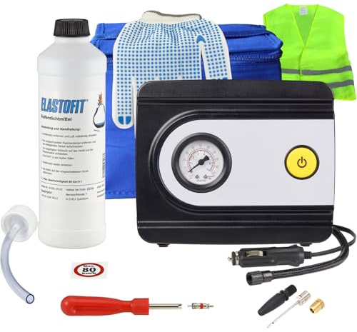 ELASTOFIT Basic II Plus Reifen Pannenset Kompressor Reifendichtmittel | Reparaturset Dichtmittel mind. 10 Jahre haltbar.