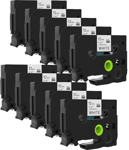 Doree 10pack Label Tape TZe-231 Tze231 TZ-231 12mm x 8m Black on White compatible for Brother P-Touch Label Printer H110 H105