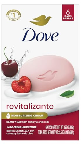 Dove - Cherry Milk & Chia Revitalizing Bar Soap 6 Pack for Dry Skin, Formulated with ¼ Moisturizer, Dove, Skin_Cleaning_Agent, Unilever