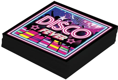 FIESTAS GUIRCA | 12 Disco Fever Servietten (16x16 cm) - Tischdekoration für Abschlussfeiern und Feiern - Ideal für Events und Retro-Partys - Mehrfarbig