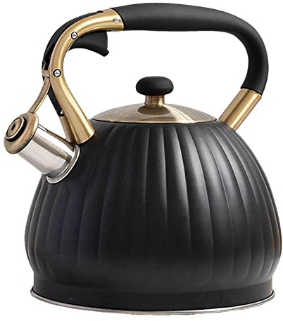 Weppduk para Estufa, De Acero Inoxidable De 3,5 L con Boquilla Silbante, Portátil De Hierro Fundido, con Silbido, para Agua Caliente, Cocina Casera