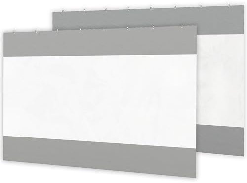 Outsunny Confezione da 2 pannelli laterali per gazebo con grande finestra, per pergole da giardino lunghe 3 (m), tende laterali per gazebo da 3 x 2 m, grigio