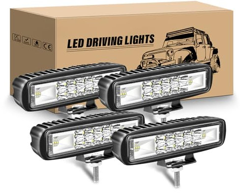 RIGIDON 4 Pcs LED Arbeitsscheinwerfer, 6 Zoll 24W LED Scheinwerfer 12V 24V Rückfahrscheinwerfer Auto Offroad Beleuchtung für SUV ATV Traktor LKW KFZ 4x4 Trecker Bagger, 6000K Arbeitsleucht