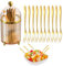 Pasdrucn 10 Piece Salad Fruit Tasting Forks, Stainless Steel Pastry Fork, Multi-Purpose Seafood Forks, Appetizer Forks, Dessert Fork with Jar for Party Daily Use