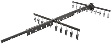 Longzhuo Wäscheständer ohne Bohren, Wandmontage, 360° drehbar, faltbar, mit Saugnäpfen, Aluminiumlegierung, einziehbares Design für kleine Räume (schwarz, 3 Falten Plus)