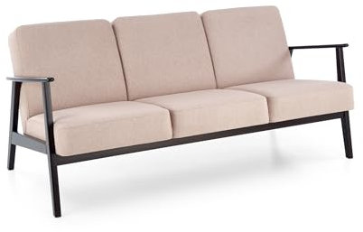 KRESTON Polstersofa ASENTO, 3 Sitzer Stoffsofa Couch Loungesofa Holz, Minimalistisch Mitte des Jahrhunderts Modern, braun hell