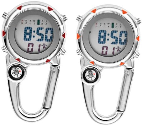 WHAMVOX 2pièces Montre De Poche Multi-usages pour Escalade Rouge Et Orange Montre Portable à Clip pour Activités De Plein Air