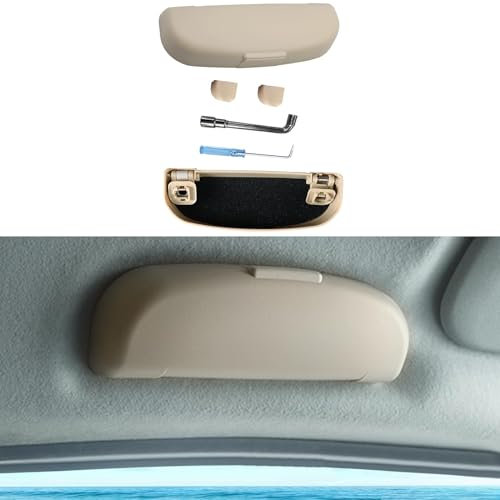XMCMBS Maßgeschneidert Auto Brillenhalter,für Mercedes-Benz GLS 2020-2023,Sonnenbrillen Brillen Halter,Brillenetui Glasses Case Holder Auto Innenraum Zubehör,A/BEIGE