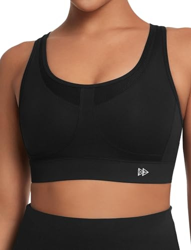 Yvette Verstellbarer Sport BH Damen,U/X-Rücken | mittlerer Halt,Große Größen,eingenähte Cups,für Fitness Gym Yoga