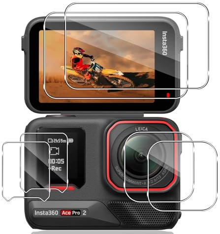 Locofun Schutzfolie für Insta360 Ace Pro 2 für Panzerglas, Displayschutz Glas+ Kameraschutz+ PET Folie [2+2+2 Stück], 9H Härte Anti-Kratzer Objektivschutz Schutzglas