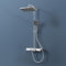 EMKE Colonne de douche thermostatique, douche de pluie et douche manuelle, hauteur réglable 816-1146 mm, chromée, set de douche avec étagère en verre, 1146 x 450 x 480 mm