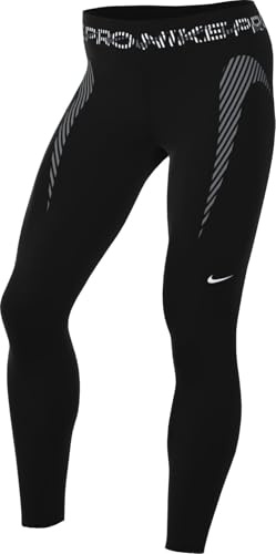 Nike Pro 7/8-Tights Mit Mittelhohem Bund Und Grafik Für Damen, Black/Cool Grey/White, HJ1219-010, M
