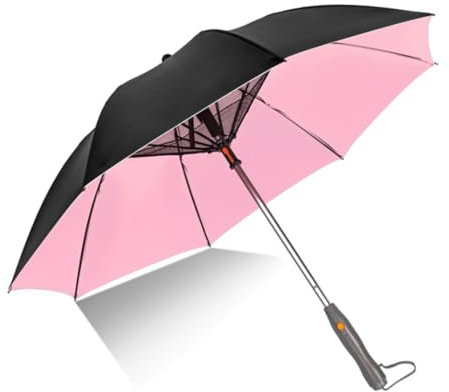 Supercap - Umbrella with Fan and Mist Spray, USB Rechargeable, UPF 50+ Sun and Rain, Portable Umbrella & Cooling Fan for Beach, Travel and Festivals (pink)