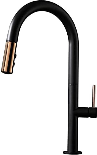 Grifo de cocina, grifo de cocina de oro negro fregadero fregadero de fregadero baño caliente y fría grifo