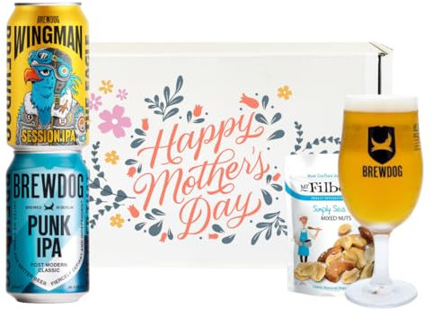 Brewdog Mother's Day Gift Craft Beer Set with Brewdog Glass & Snacks - IPA & Pale Ale (2 x 330ml) - Mothers Day, Hamper, Mum, Hampers & Gourmet Gifts, Birthday,