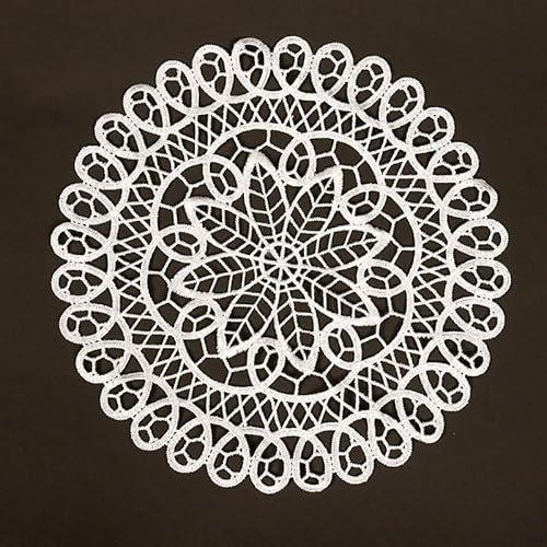 YKAFADE 4 Stück 15cm Runde Bestickte Tischmatte, Spitzendeckchen Handarbeit Geklöppelt Weiße Häkeldeckchen Tischdecke Untersetzer Spitze Tischläufer für Küche, Esszimmer,Party Hochzeit Heimdekoration